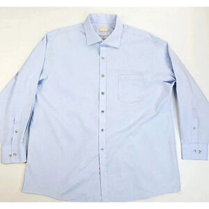 Michael Kors 18 34-35 Big Fit Men's Powder Blue Spread Collar L/S Cotton Shirt